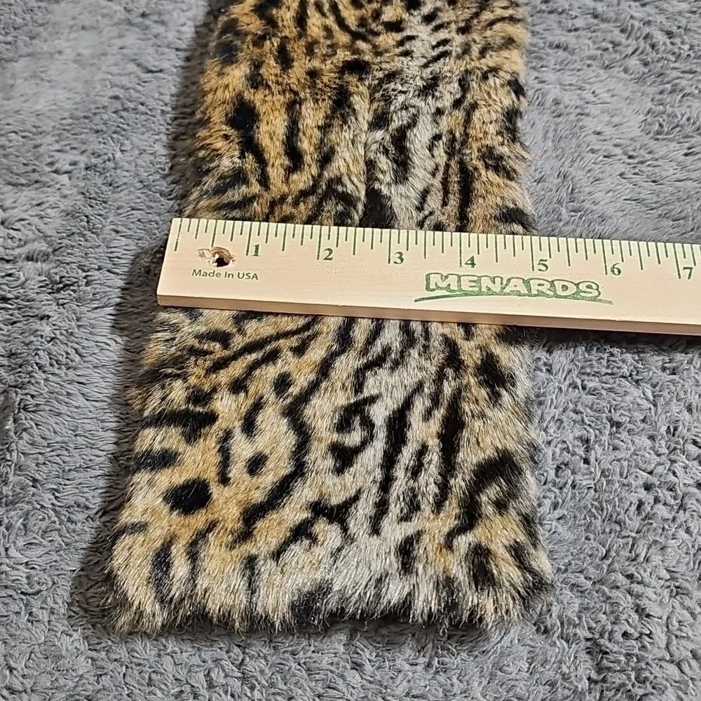 Animal Print Faux Fur Pull Through Stole Scarf Wrap